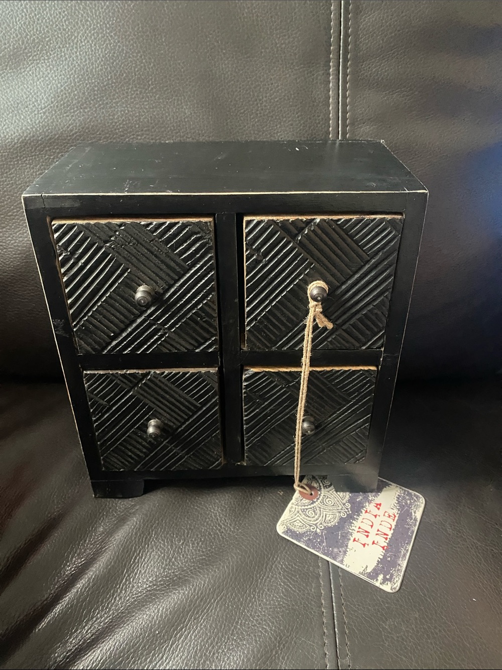 Handmade Black Four-Drawer Jewelry Organizer - Rustic Style